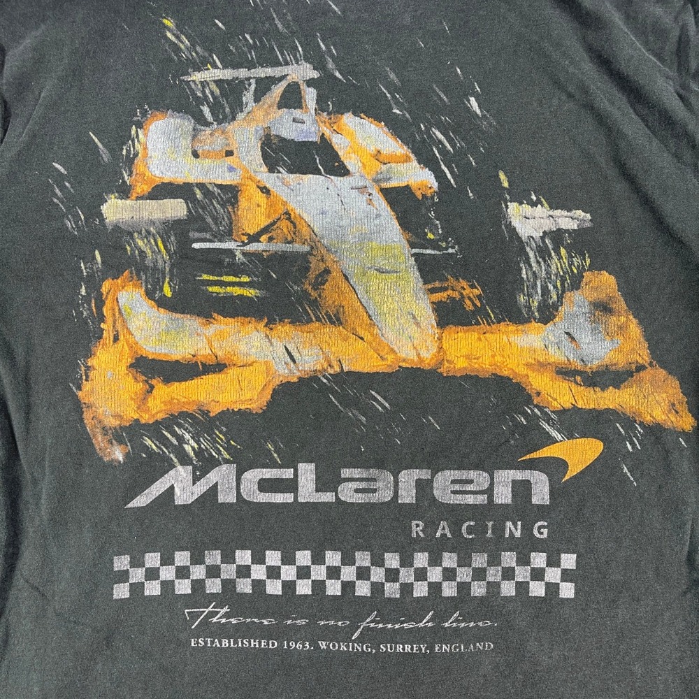 McLaren Mens Large Black T-Shirt Racing F1 Car Back Graphic Short Sleeve Tee